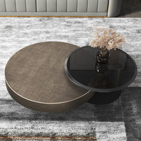 Ensemble de table basse moderne de luxe en bronze doré et acier inoxydable, meubles de salon ronds par KINGTOP KTC-208