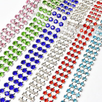 Chaîne de strass en cristal dense à 3 rangs, garniture de diamants en verre ronds à coudre pour chaussures, vêtements, artisanat de mariage, décoration DIY, ceinture