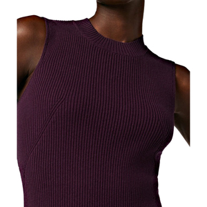 Abito <span class=keywords><strong>Aderente</strong></span> Senza Maniche con Scollo Rotondo e Spacco Posteriore in Maglia <span class=keywords><strong>a</strong></span> Coste, <span class=keywords><strong>Vestito</strong></span> in Cotone da Donna all'Ingrosso OEM - Product Image 5