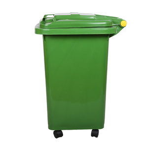 Contenedor de Basura de Plástico con Tapa Abatible, 50L, Verde, con Ruedas, para Jardín y Uso Residencial - Product Image 1