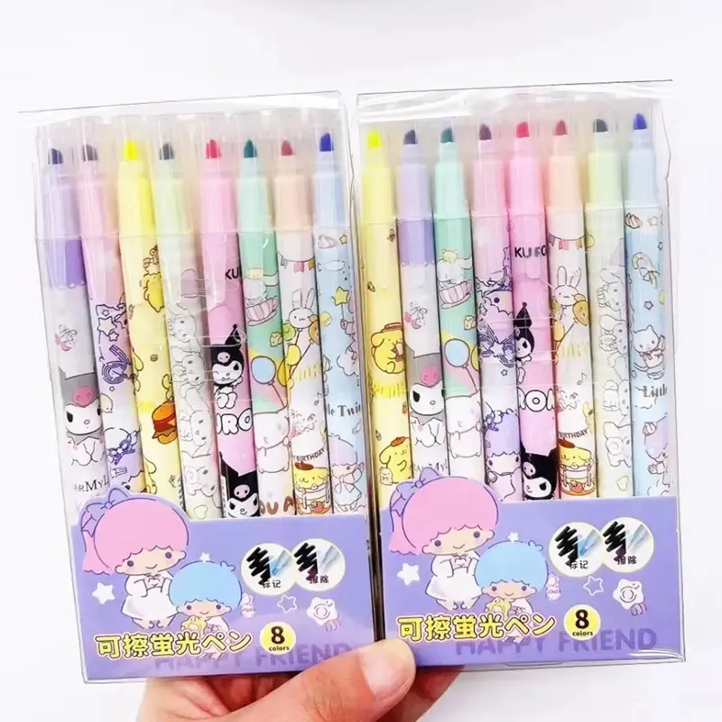 DOULUO Sanrioo twin star Kuromi 8 цветов ластик флуоресцентная ручка милый кот diy граффити Живопись Ручная роспись авторучетная запись