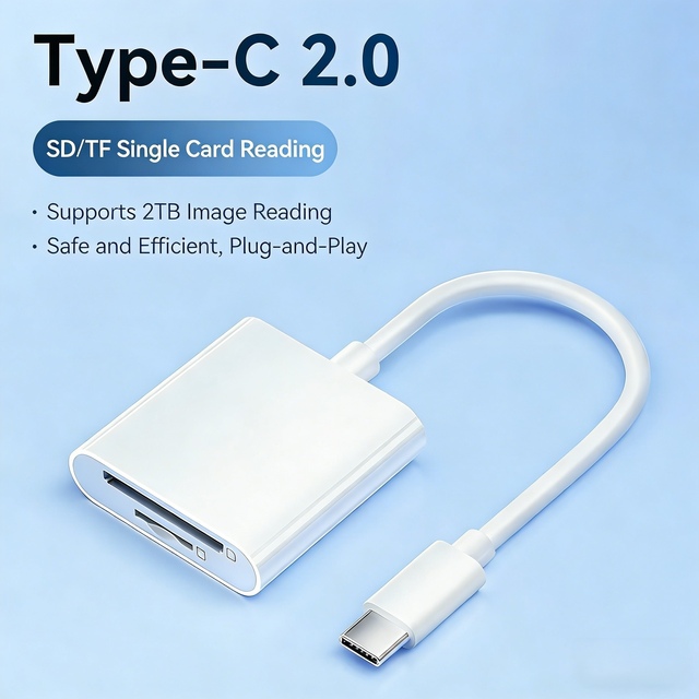 Supplier Slim Type C 2.0 SD TF Card Reader Supports 2TB Large Capacity Mobile Memory Card Adapter for Dash Cam Drone