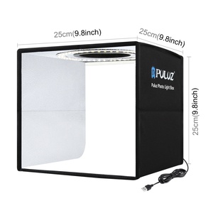 PULUZ 25cm <span class=keywords><strong>Studio</strong></span> Photo Portable Accessoires Boîte Lumineuse LED <span class=keywords><strong>Pliable</strong></span> avec 12 Fonds de Couleurs <span class=keywords><strong>et</strong></span> Tente de Prise de Vue Douce - Product Image 2