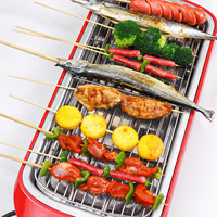 Barbecue électrique portable multifonctionnel avec grille et rôtissoire, support pour brochettes, chariot de camping en plein air, machine à barbecue