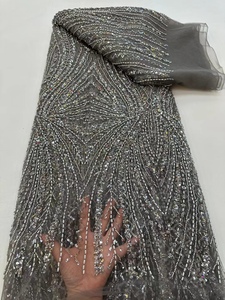 NI.AI pullu boncuklu dantel düğün şerit dantel kumaş lüks payetler işlemeli dantel kumaş dizisi ile - Product Image 4