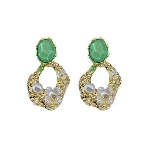 ต่างหูเงินปัก S925สไตล์วินเทจฮาร์เบอร์ต่างหูเพชรรูปทรงเรขาคณิตประดับมุกสำหรับผู้หญิงต่างหูดีไซน์กลวงมีช่อง - Product Image 1