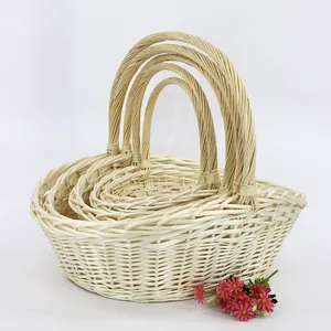 cheap white bulk large size wicker basket for flower and gift