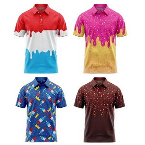 Polo de golf pour homme, motif crème glacée amusant, léger, anti-humidité, performance, manches courtes, coupe décontractée, séchage rapide, décontracté - Product Image 1
