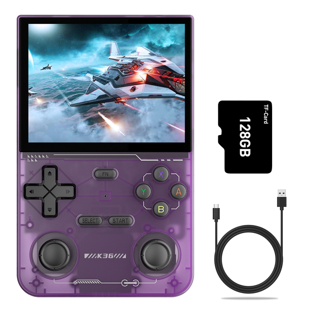 GAMINJA K36 Built-in 400+ License-free Games 3.5 Inch HD IPS Video Game Player Classic Portable Handheld Retro Game Console