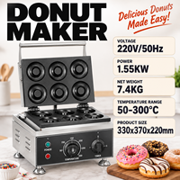 Machine à mini-beignets électrique 6 trous en acier inoxydable, usage commercial, 1,55 kW, 220 V, 50-300 ℃   Équipement pour boulangerie, restaurant et café