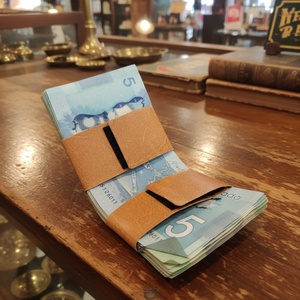 For Custom Logo Anti-Theft Portable Short Slim RFID Leather Vintage Thread Pattern Front Pocket Metal <b>Money</b> <b>Clip</b> Nylon - Product Image 3