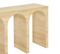 Table basse longue moderne en ciment naturel, design arqué évidé, mobilier de salon, console beige pour entrée de cave, Buluojia