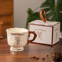 Mug en céramique résistant aux hautes températures, style européen vintage, avec poignée torsadée à motif floral, modèle 3627, pour le bureau et la maison