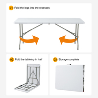 Table pliante pour exposition et repas, 6 pieds