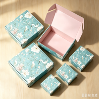 Boîte en papier rigide personnalisée pour cosmétiques, boîte cadeau, emballage en papier bleu, boîte postale, boîte d'expédition