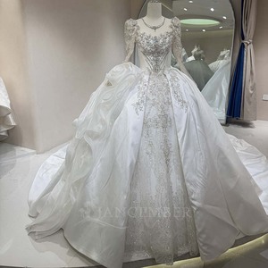 Dw0180 <span class=keywords><strong>Abito</strong></span> <span class=keywords><strong>da</strong></span> Sposa di Lusso a <span class=keywords><strong>Maniche</strong></span> Lunghe <span class=keywords><strong>con</strong></span> Perline e Paillettes, Vestito <span class=keywords><strong>da</strong></span> <span class=keywords><strong>Cerimonia</strong></span> Personalizzato Jancember - Product Image 2
