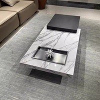 Table basse carrée en marbre au design moderne avec structure métallique, mobile, facile à nettoyer, durable, écologique, meubles de salon pour la maison