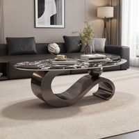 Nouvelle table basse ovale en marbre de forme note de musique italienne, table d'appoint moderne de luxe pour salon, mobilier de maison écologique