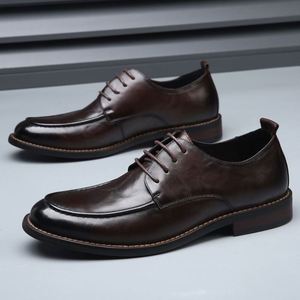 Zapatos Derby Planos de Cuero Genuino de Una Pieza para Hombre, Hechos a Mano, Casuales de Negocios, Formales para Boda, con Punta Cuadrada, Ligeros para Novio - Product Image 6