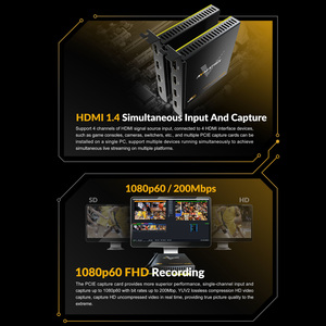 AVMATRIX VC42การ์ดจับสัญญาณ HDMI 4ช่องทางแบบ PCIe สำหรับ Vmix, <span class=keywords><strong>OBS</strong></span>, การสตรีมมิงรองรับ Windows 7/Linux การสตรีมสดวิดีโอแบบไม่บีบอัด YUY2 - Product Image 3
