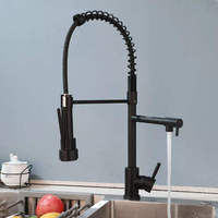 Robinet de cuisine monocommande noir poli avec douchette extractible, mitigeur eau chaude et froide, pour rénovation moderne de l'évier de cuisine