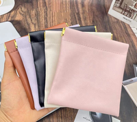 Pochette à lunettes en cuir PU texture litchi, sac cadeau pour bijoux avec rabat magnétique, petite pochette en cuir pour bagues et boucles d'oreilles