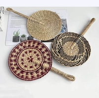 Éventail en paille tressé à la main, style nordique, avec éléments africains, portable et robuste, pour décoration murale et fêtes