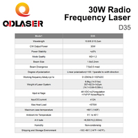 Tube laser CO2 RF QDLASER 30W DAVI 10.6/9.3/10.2um Tube laser CO2 métallique D35 pour machine de gravure et de marquage laser CO2