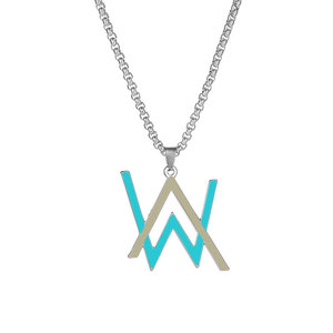 Collar con Colgante de Metal de Aleación de Zinc de Moda Hiphop Rock para Aniversario, para <span class=keywords><strong>Alan</strong></span> Walker Nightclub - Product Image 1
