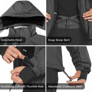 FOXA Men's Waterproof <b>Ski</b> Jacket Fleece Lined Hooded Winter Snow Wear - Product Image 6