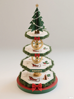 Présentoir en papier sur pied rotatif écologique à 4 niveaux pour la promotion de vacances de jouets de collations de centre commercial sur le thème de Noël