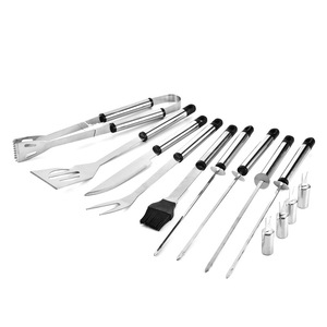 Juego profesional de 3 piezas de acero inoxidable para barbacoa, accesorios para parrilla al aire libre, pinzas de mango largo, palillos, <span class=keywords><strong>cuchillos</strong></span>, bolsa de limpieza para camping - Product Image 5