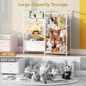 Estantes de libros multifunción para guardería con caja de juguetes de cuero y organizador de juguetes para exhibición de libros, estante de almacenamiento para sala de juegos - Product Image 2