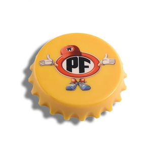 Ouvre-bouteille de bière personnalisé de couleur jaune, design en forme de bouchon de bouteille, style mode, vente en gros - Product Image 1