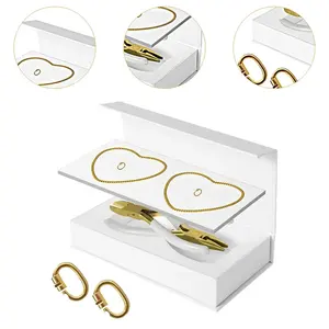 TongLing <span class=keywords><strong>Bracelet</strong></span> permanent 2 pièces en acier inoxydable pour <span class=keywords><strong>adulte</strong></span> avec logo personnalisé serti d'une pince plaquée or blanc <span class=keywords><strong>Bracelet</strong></span> d'amitié - Product Image 4