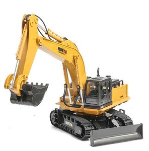 1510 Huana Remote Kontrol Mobil Mainan 1/16 11CH Chassis RC Excavator Rotasi Paduan Ember Truk