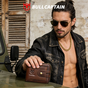BULLCAPTAIN Genuine Leather Men's Wallet with Zipper Vintage RFID Blocking <b>Large</b> Capacity Wallet for Men with Credit Card Slots - Product Image 2