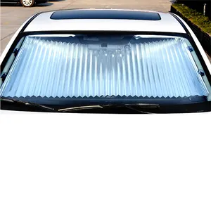 Pára-brisa retrátil para carros, sombra solar retrátil automática para-brisa frontal, com ventosas