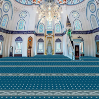 Tapis de prière personnalisé fabriqué à la machine, tapis musulman en nylon jacquard, tapis musulman lavable, tapis de mosquée, tapis mural, tapis de mosquée de grande taille