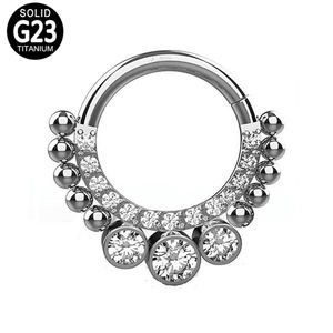 Anillo de Nariz de Titanio ASTM F136/G23 de 10 mm con Circonita Cúbica de Corte Asscher, Estilo Punk, Diseño Mixto, Joyería Corporal para Niños y Bodas - Product Image 4