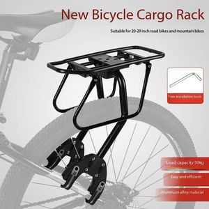Portapacchi Posteriore in Lega di Alluminio <span class=keywords><strong>per</strong></span> <span class=keywords><strong>Biciclette</strong></span> 22~27 Pollici, Capacità 50KG, <span class=keywords><strong>per</strong></span> MTB e Bici da Ciclismo - Product Image 1