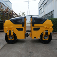 Compacteur routier vibrant à double tambour télécommandé de 1,3 tonne, moteur diesel, pour travaux de construction lourde