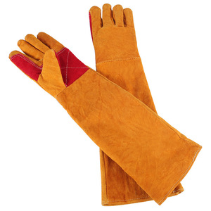 Dawei Welding <b>Gloves</b> 60cm Cowhide Leather Heat Insulating For Welding Industry - Product Image 3