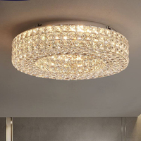 Lustre rond de luxe en cristal scintillant BGST, trois couleurs, intensité réglable, plafonnier moderne avec cristaux