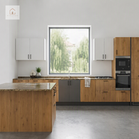 Porte d'armoire en bois MDF style ferme moderne XINGRUO avec poignée noire pour meubles de cuisine