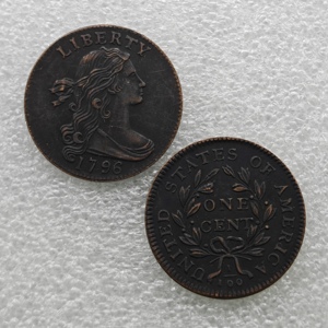 Pièces de monnaie commémoratives de style antique des États-Unis de 1796 à 1807, 1 cent « Buste drapé », cadeaux, décoration de la maison - Product Image 1