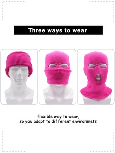 Masque de ski avec 3 trous, balaclava en <span class=keywords><strong>crochet</strong></span>, mode personnalisée, bonnet chaud en tricot pour adulte, pour l'extérieur - Product Image 3