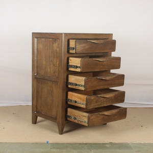 Solid Mango Wood <b>Drawer</b> Chest with Smooth Sliding <b>Drawers</b> Classic Bedroom Storage Cabinet with Natural Wood Grain - Product Image 3