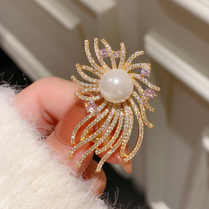 Brillante broche de fuegos artificiales ramillete frenchclassy perla traje de fuegos artificiales prendas de vestir pin hebilla gran regalo - Product Image 6