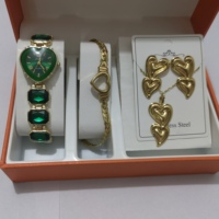 Lot de 5 montres-bracelets de luxe pour femmes en acier inoxydable avec strass et bijoux en forme de cœur, mouvement à quartz, Relogio Feminino